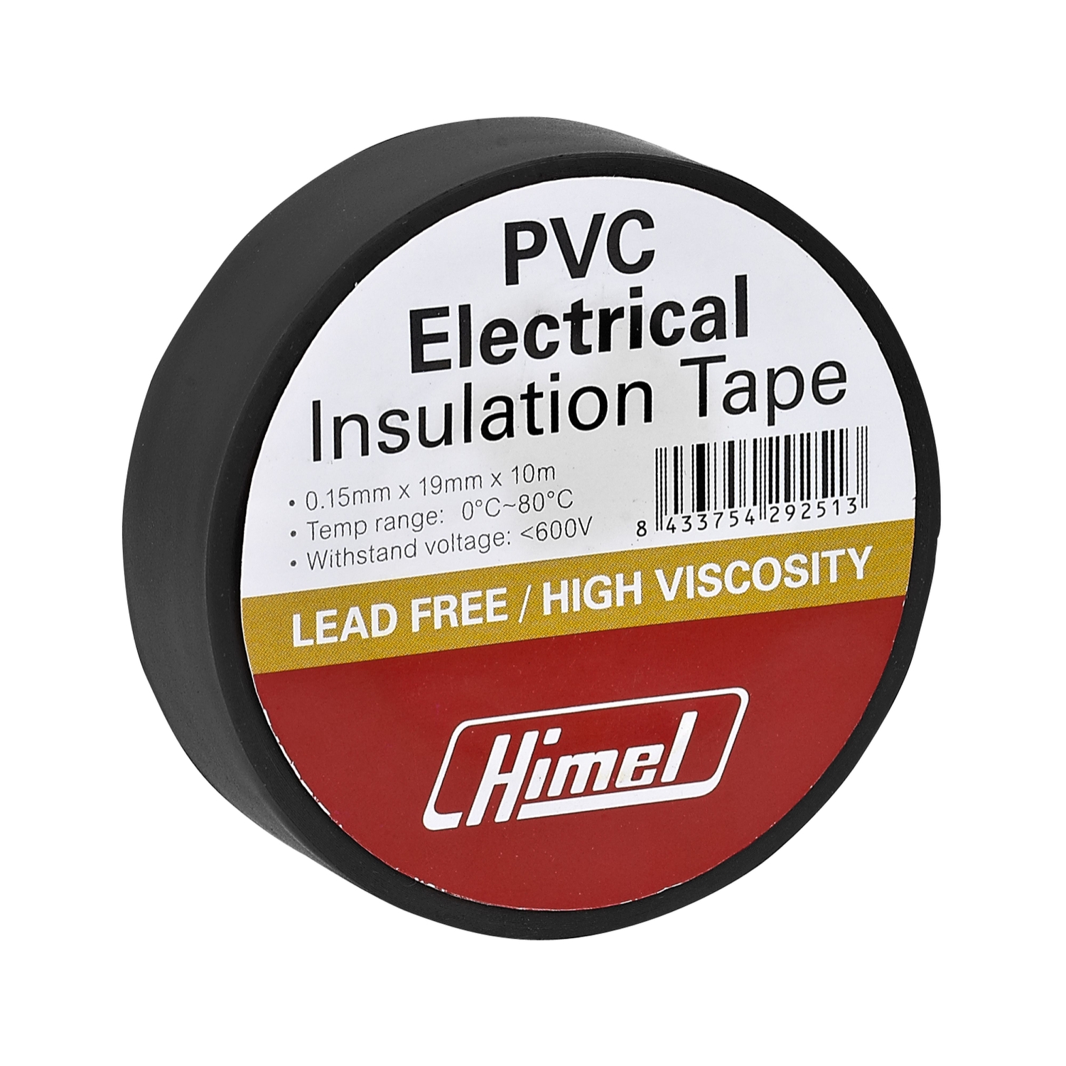HHEET0131910B Electrical Tape, 0.13 mm x 19 mm x 10 m, black