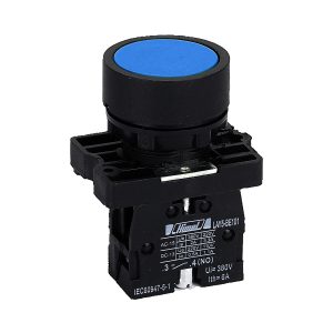 Pushbutton, HLAY5, flush, 1 NO, blue
