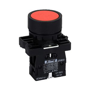 Pushbutton, HLAY5, flush, 1 NC, red