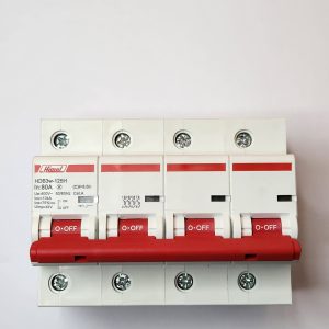 Miniature Circuit Breaker HDB3w-125, 27 mm, AC, 10 kA, 4P, C curve, 80 A