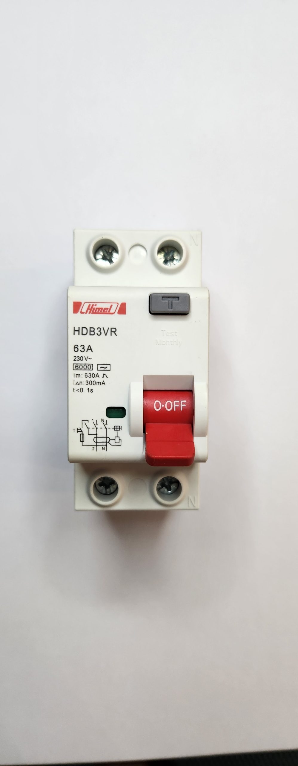 HDB3VR263TC Residual Current Switch HDB3VR - 2P - 63A - 300mA - for AC