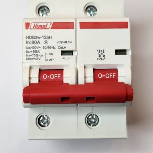 Miniature Circuit Breaker HDB3w-125, 27 mm, AC, 10 kA, 2P, C curve, 80 A