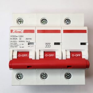 Miniature Circuit Breaker HDB3w-125, 27 mm, AC, 10 kA, 3P, B curve, 80 A