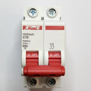 Miniature Circuit Breaker HDB3W - 18 mm AC - C - 2P - 6 kA - 10 A