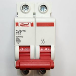 Miniature Circuit Breaker HDB3W - 18 mm AC - C - 2P - 6 kA - 20 A
