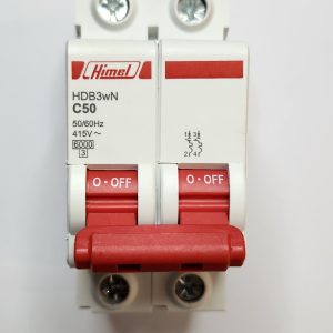 Miniature Circuit Breaker HDB3W - 18 mm AC - C - 2P - 6 kA - 50 A
