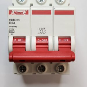 Miniature Circuit Breaker HDB3W - 18 mm AC - B - 3P - 6 kA - 63 A