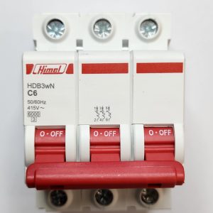 Miniature Circuit Breaker HDB3W - 18 mm AC - C - 3P - 6 kA - 6 A