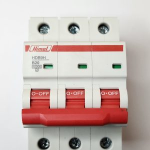 Miniature circuit breaker, HDB9, 18 mm AC, 10 kA, 3P, B curve, 20 A