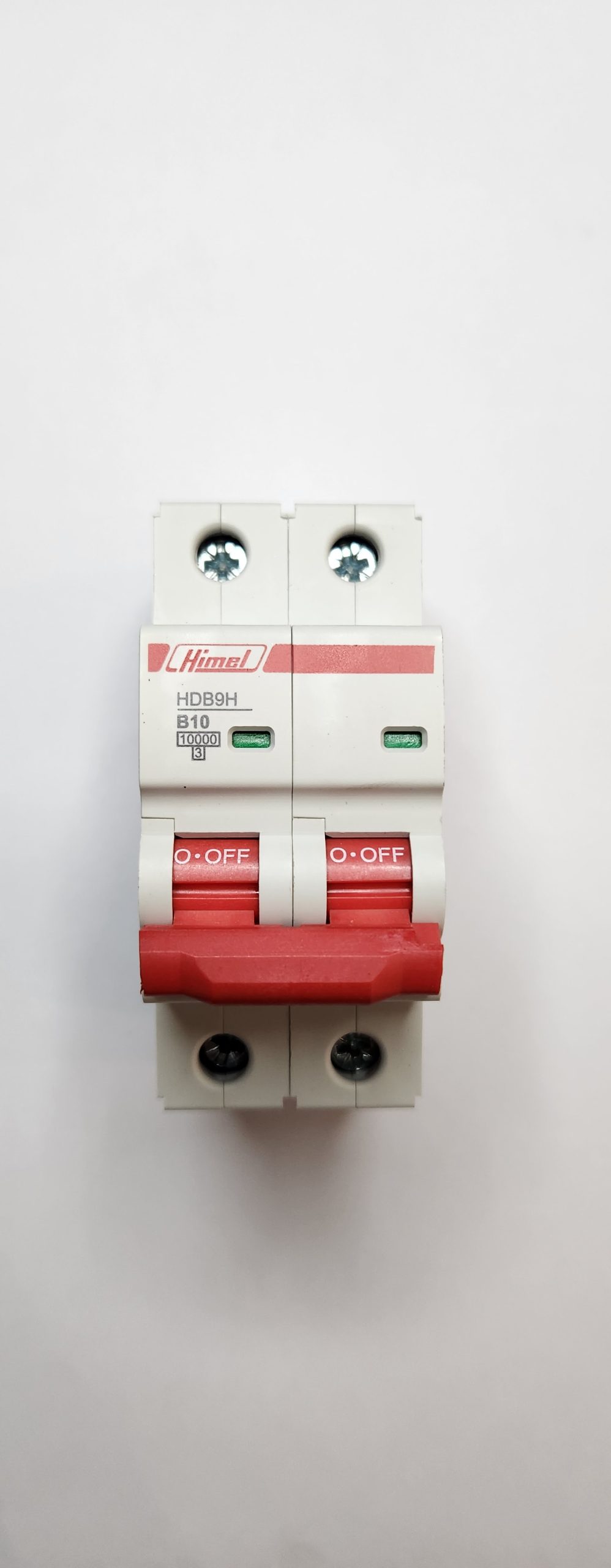 HDB9H63A2B10 Miniature Circuit Breaker, HDB9, 18 mm AC, 10 kA, 2P, B curve, 10 A