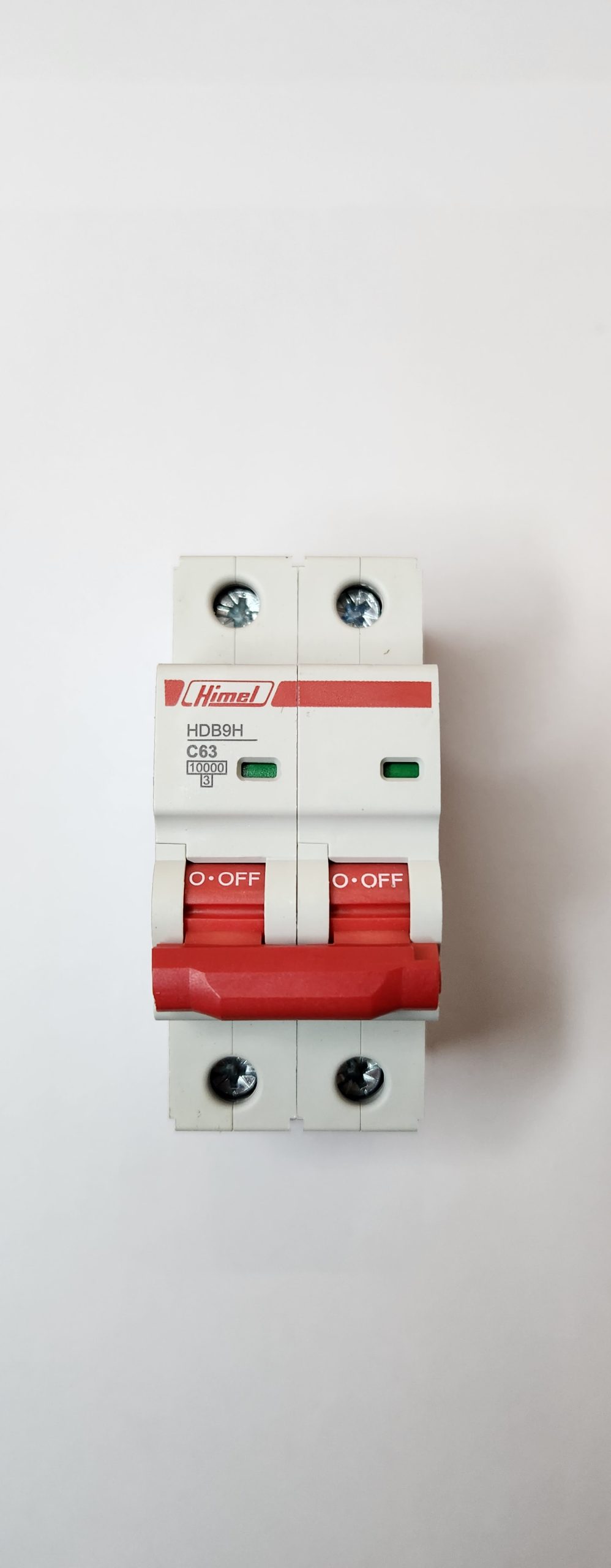 HDB9H63A2C63 Miniature Circuit Breaker, HDB9, 18 mm AC, 10 kA, 2P, C curve, 63 A