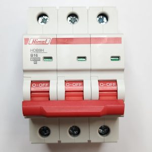 Miniature circuit breaker, HDB9, 18 mm AC, 10 kA, 3P, B curve, 16 A