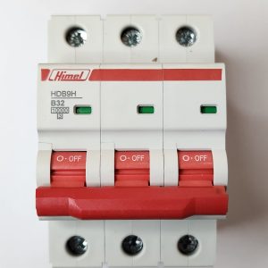 Miniature circuit breaker, HDB9, 18 mm AC, 10 kA, 3P, B curve, 32 A