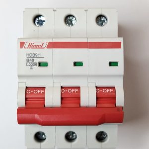Miniature circuit breaker, HDB9, 18 mm AC, 10 kA, 3P, B curve, 40 A