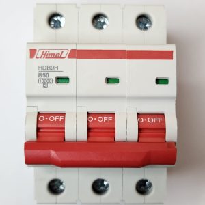 Miniature circuit breaker, HDB9, 18 mm AC, 10 kA, 3P, B curve, 50 A