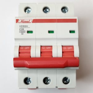 Miniature Circuit Breaker, HDB9, 18 mm AC, 10 kA, 3P, C curve, 20 A