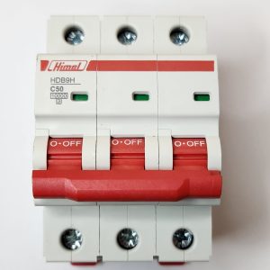 Miniature Circuit Breaker, HDB9, 18 mm AC, 10 kA, 3P, C curve, 50 A
