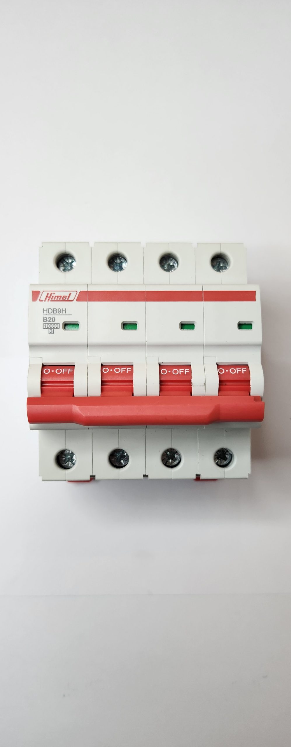 HDB9H63A4B20 Miniature Circuit Breaker, HDB9, 18 mm AC, 10 kA, 4P, B curve, 20 A