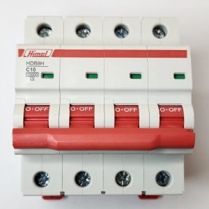Miniature Circuit Breaker, HDB9, 18 mm AC, 10 kA, 4P, C curve, 10 A
