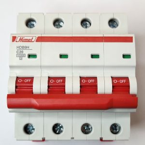 Miniature Circuit Breaker, HDB9, 18 mm AC, 10 kA, 4P, C curve, 20 A
