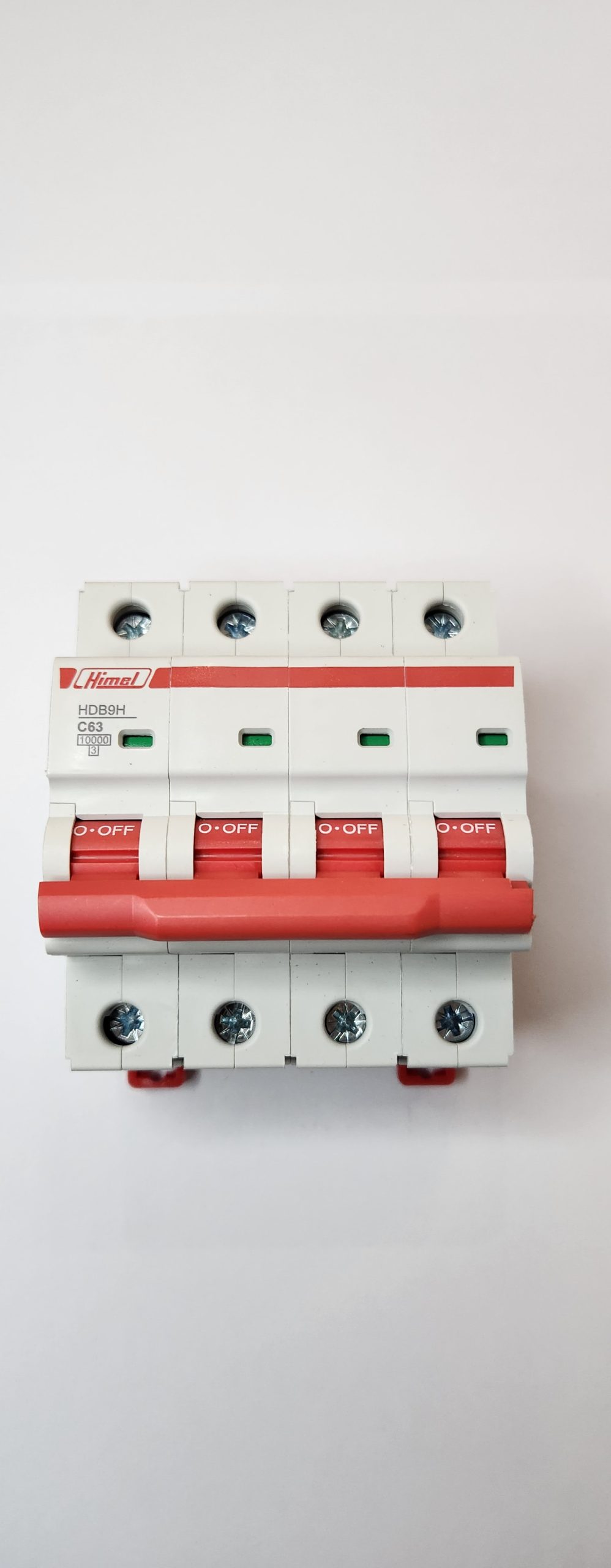 HDB9H63A4C63 Miniature Circuit Breaker, HDB9, 18 mm AC, 10 kA, 4P, C curve, 63 A