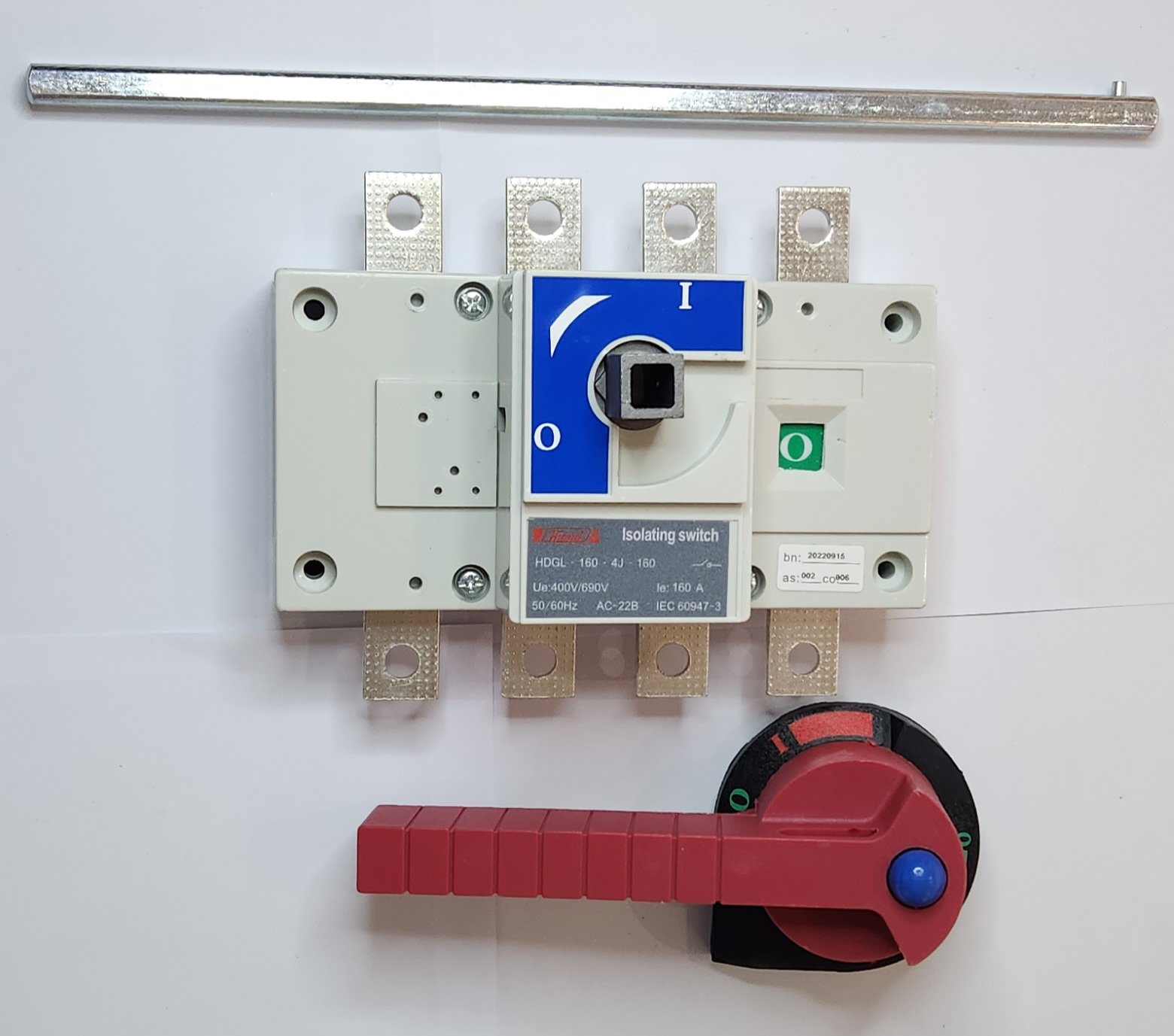 HDGL1604J160 Isolating Switch, HDGL, 160AF, 4P, 160 A, With External Operation Handle