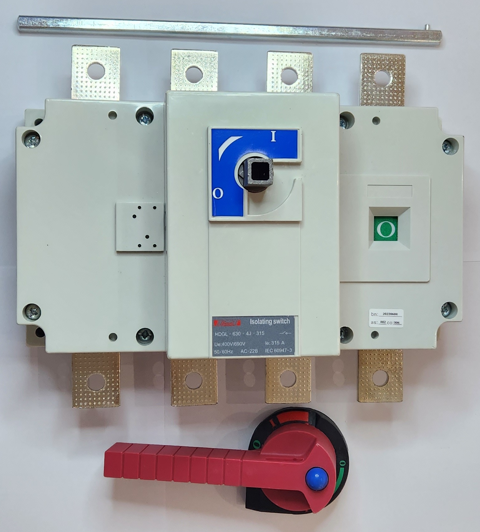 HDGL6304J315 Isolating Switch, HDGL, 630AF, 4P, 315 A, With External Operation Handle