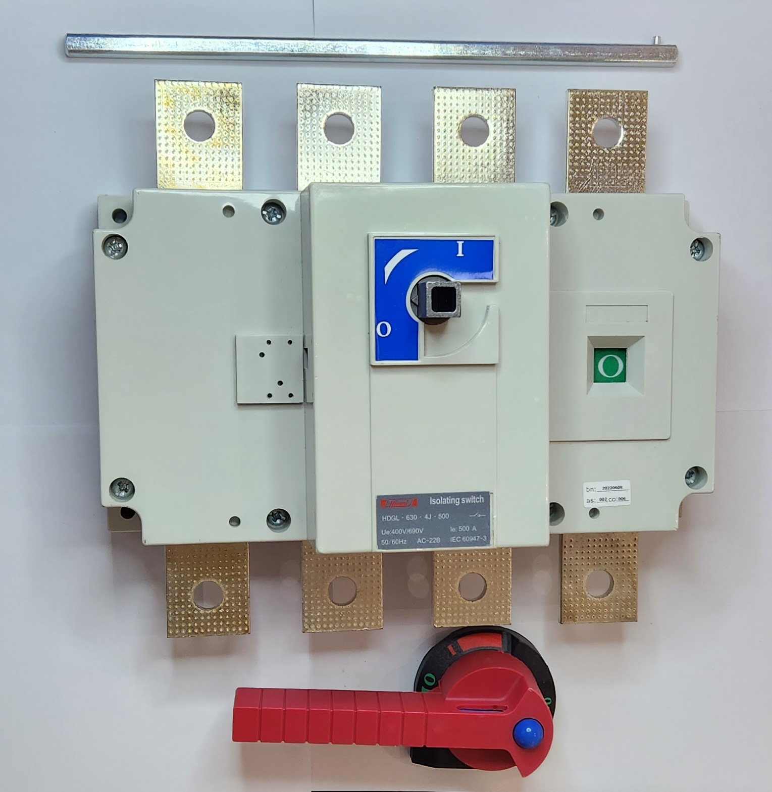 HDGL6304J500 Isolating Switch, HDGL, 630AF, 4P, 500 A, With External Operation Handle