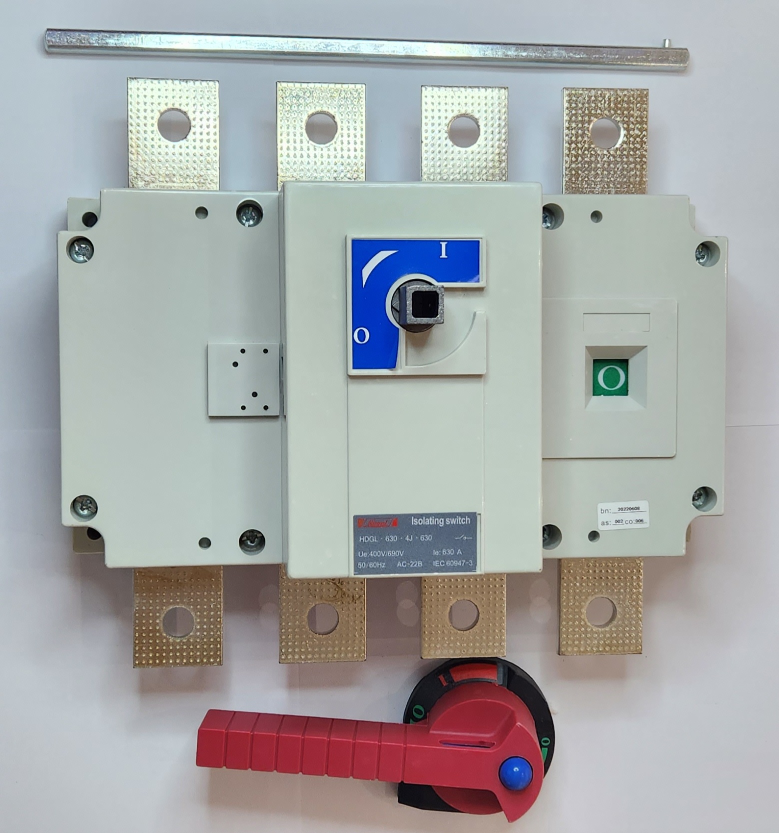 HDGL6304J630 Isolating Switch, HDGL, 630AF, 4P, 630 A, With External Operation Handle