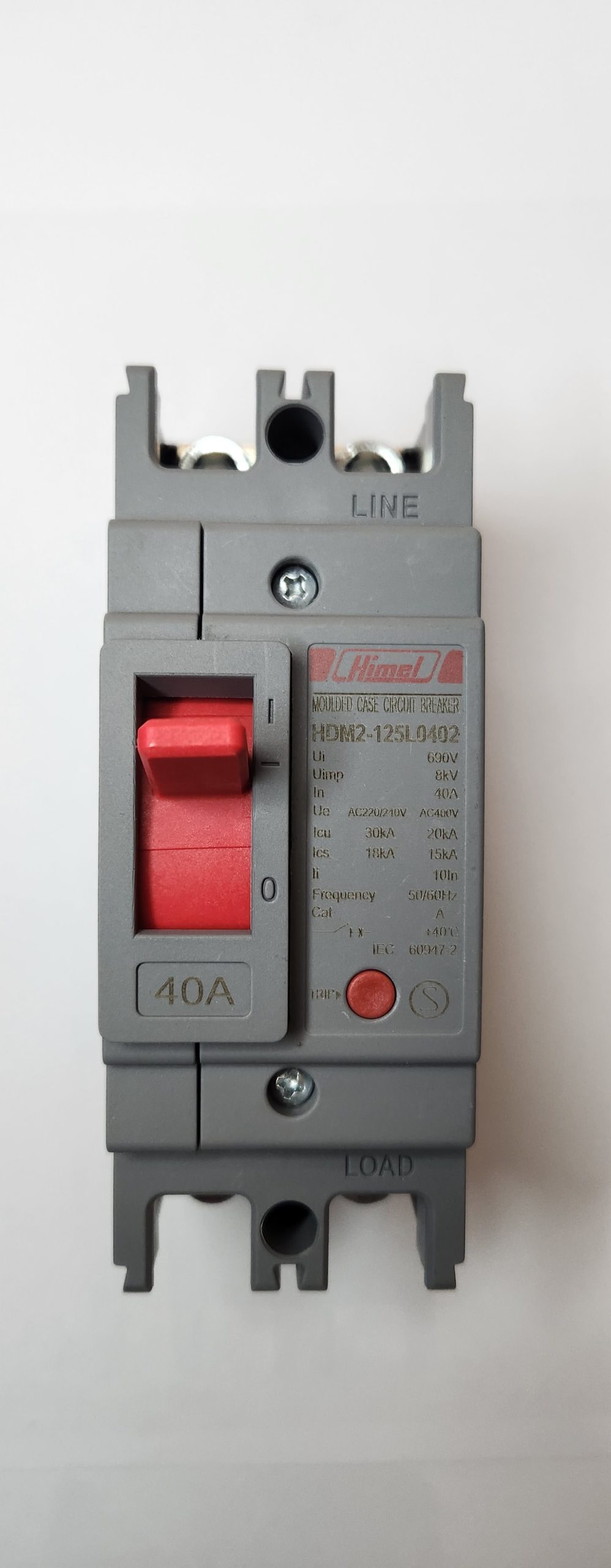 HDM2125L0402 Molded Case Circuit Breaker, HDM2-125L, 2P, 40 A, power distribution