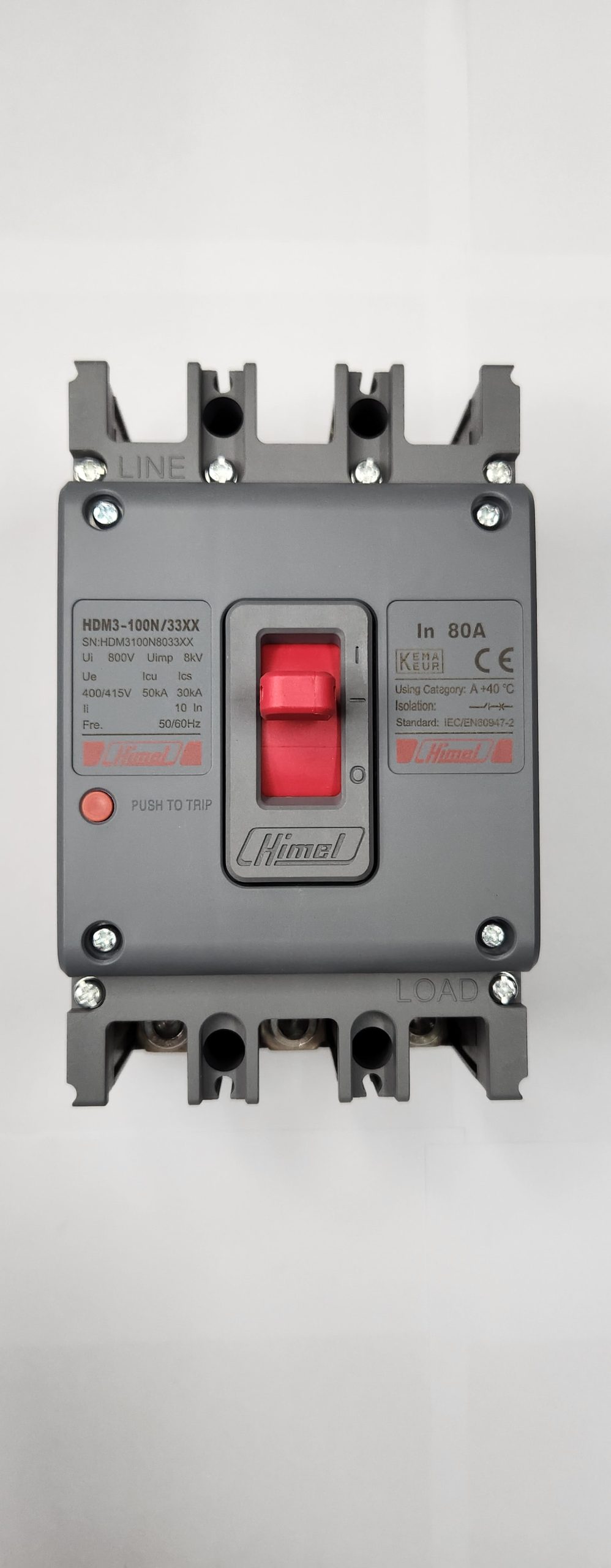 HDM3100N8033XX Molded Case Circuit Breaker HDM3 - 100N/3P - Mag-therm 80A