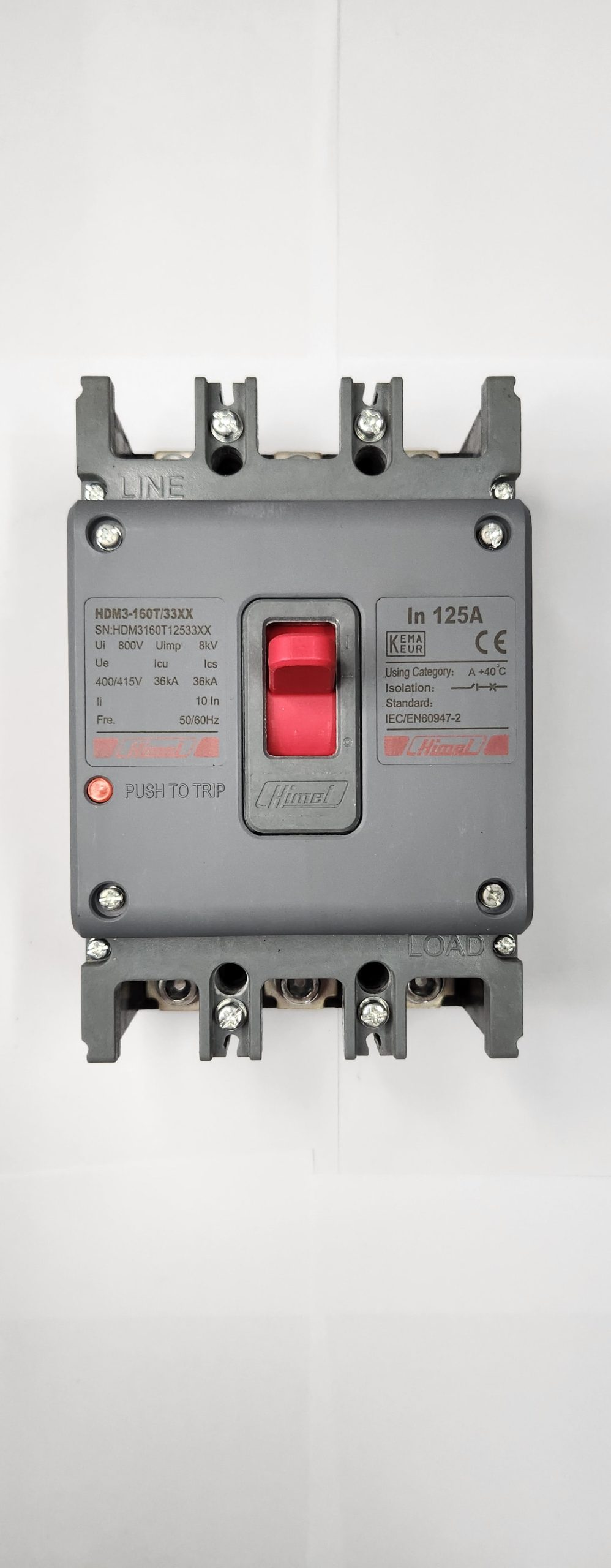 HDM3160T12533XX Molded Case Circuit Breaker HDM3 - 160T/3P - Mag-theR 125A