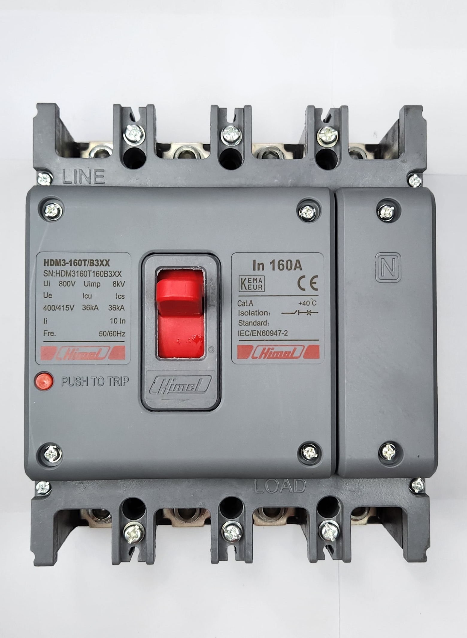 HDM3160T160B3XX Molded Case Circuit Breaker HDM3 - 160T/4P - Mag-therm B 160A