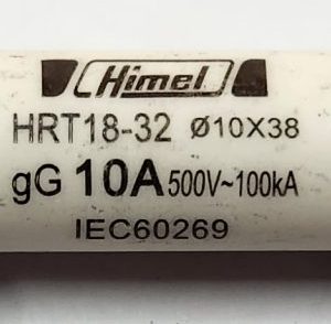 Cylindrical Fuse, HRT18, 10.38, 10 A, R015
